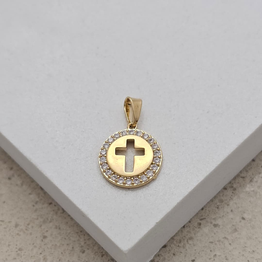 DIJE CIRCULO CENTRO CRUZ BORDE CIRCON