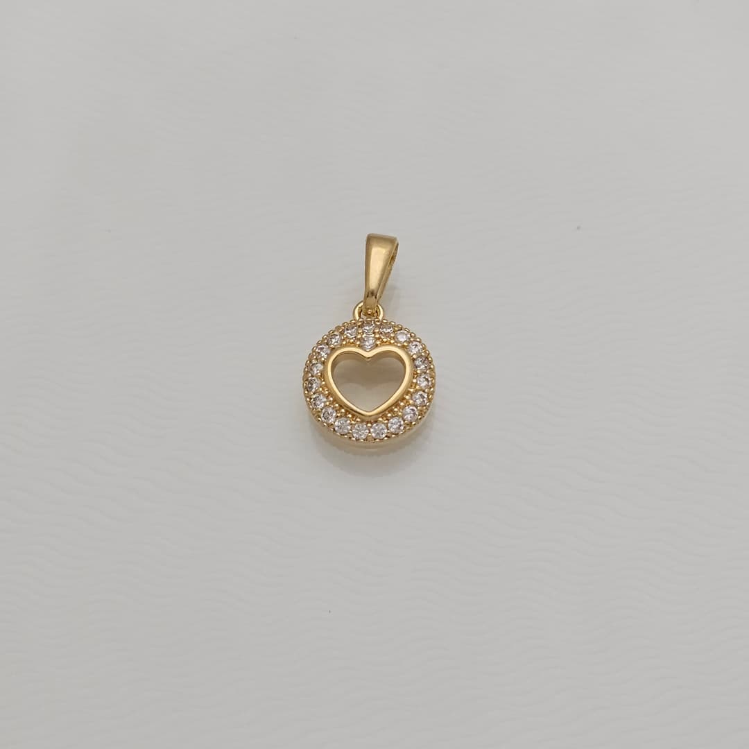 DIJE REDONDO CIRCON CENTRO SILUETA CORAZON 11X18MM